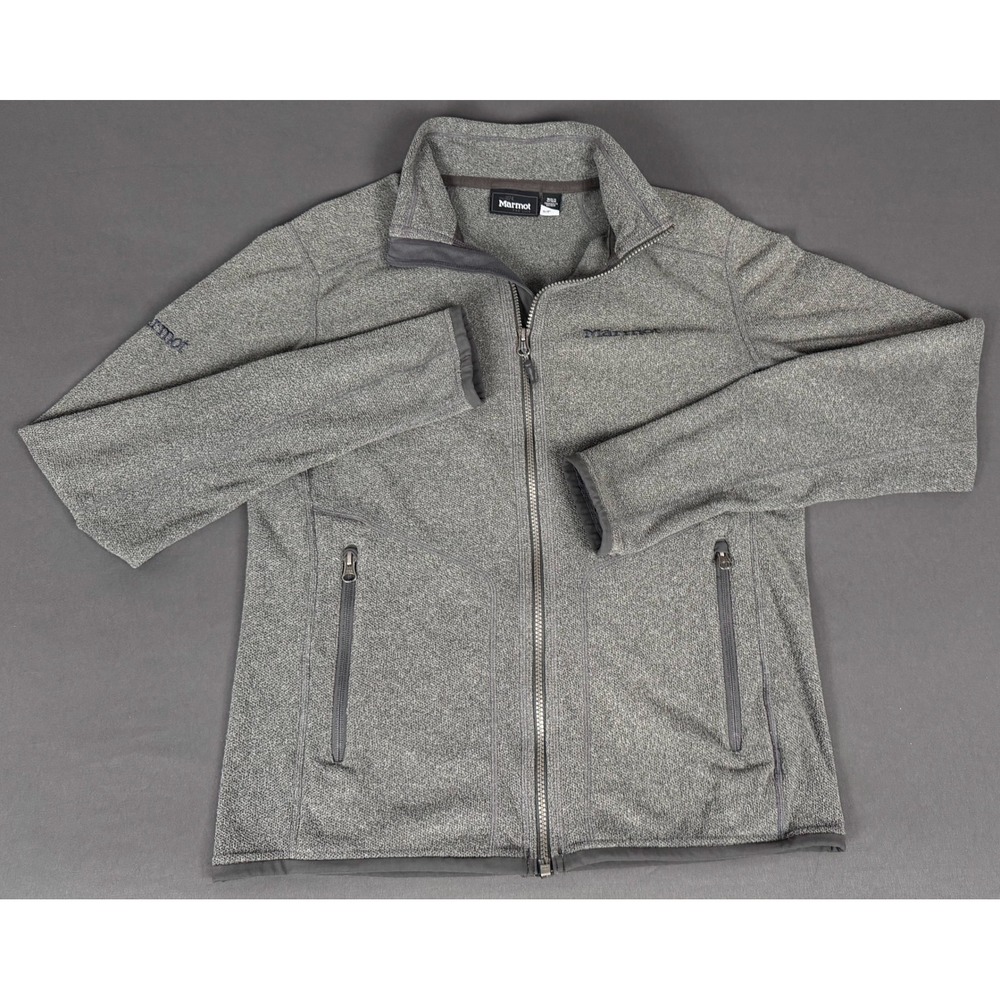 Marmot Fleece Jacket Mens Small Gray Full Zip Sweater Knit C96480